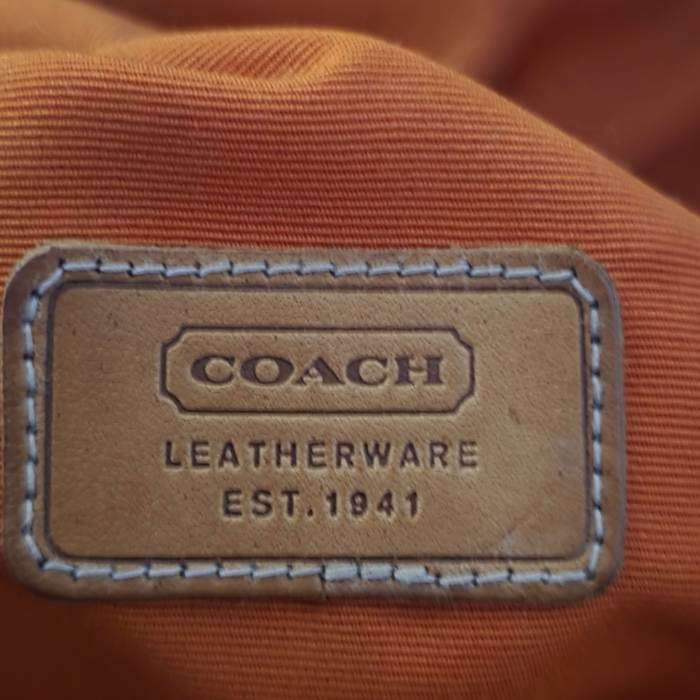 Coach Signature Orange Bucket Hat With Leather Band - Picture 6 of 7